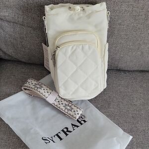 Cream Quilted Insulated Water Bottle Bag